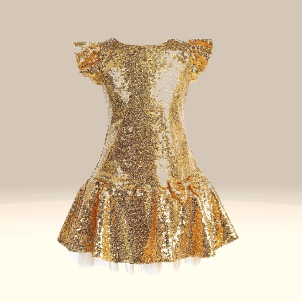 Girl's Sequin Ruffle Sleeve Tutu Dress